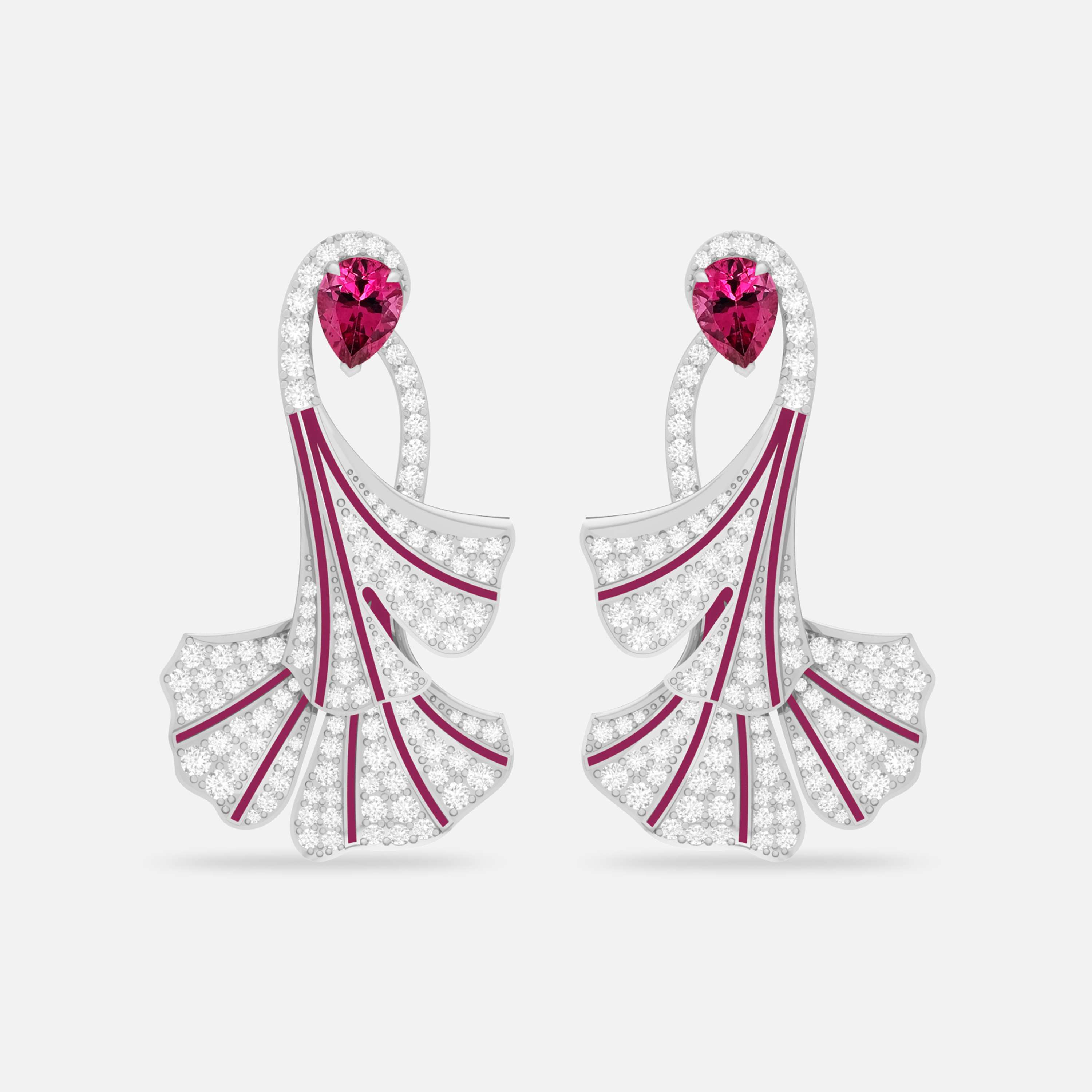 Pink Spinel & Diamond Earring