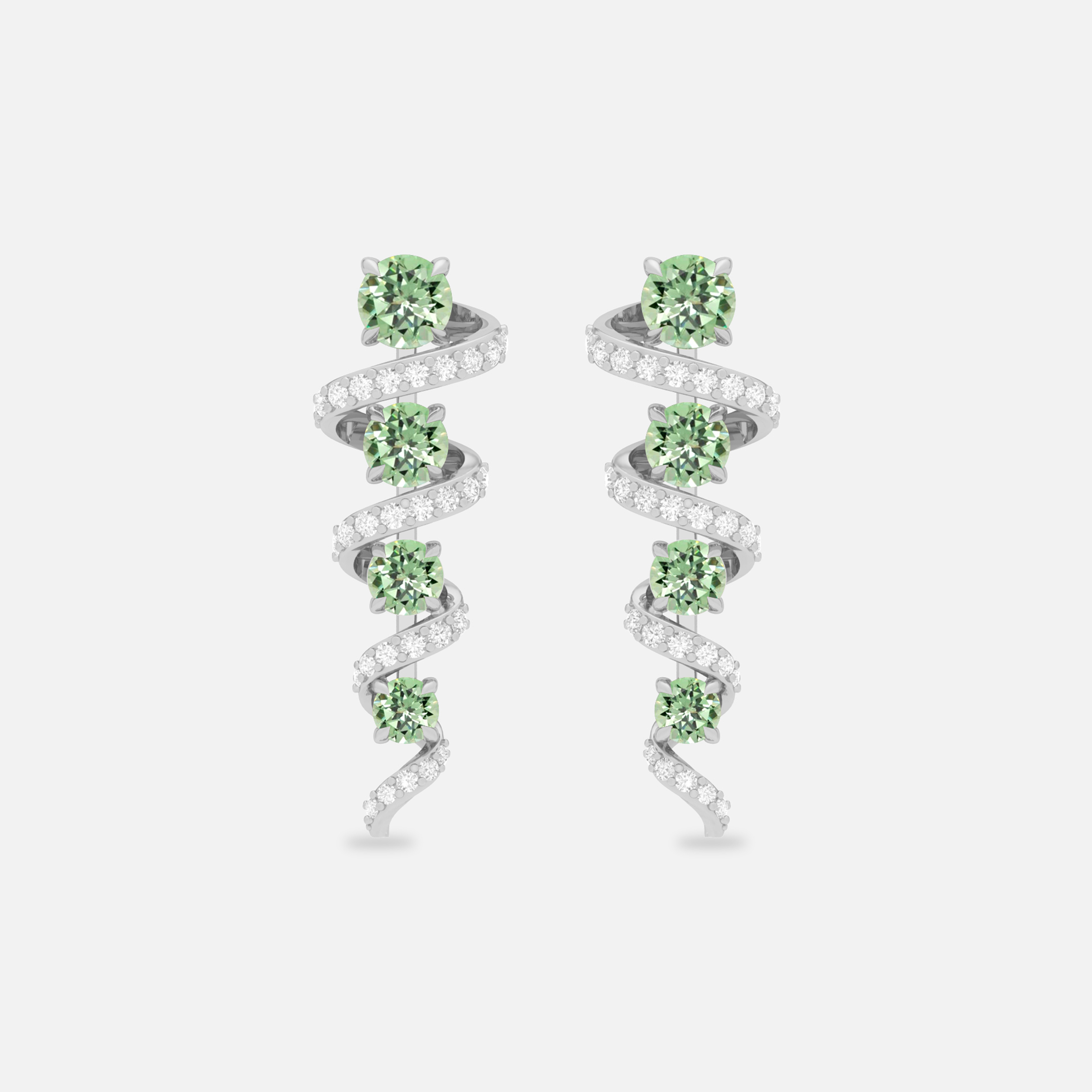 Mint Garnet & Diamond Earring