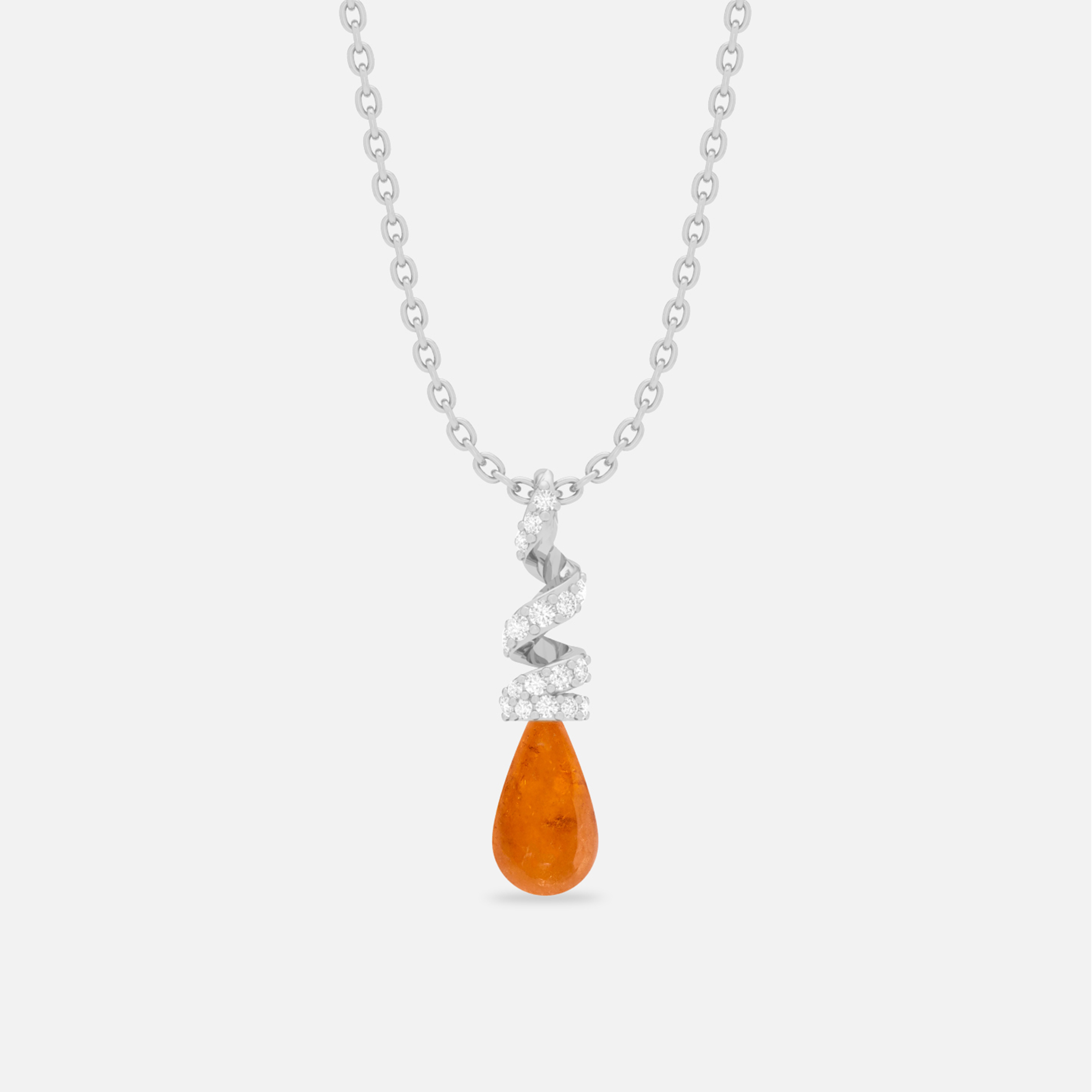Spessartite & Diamond Pendant