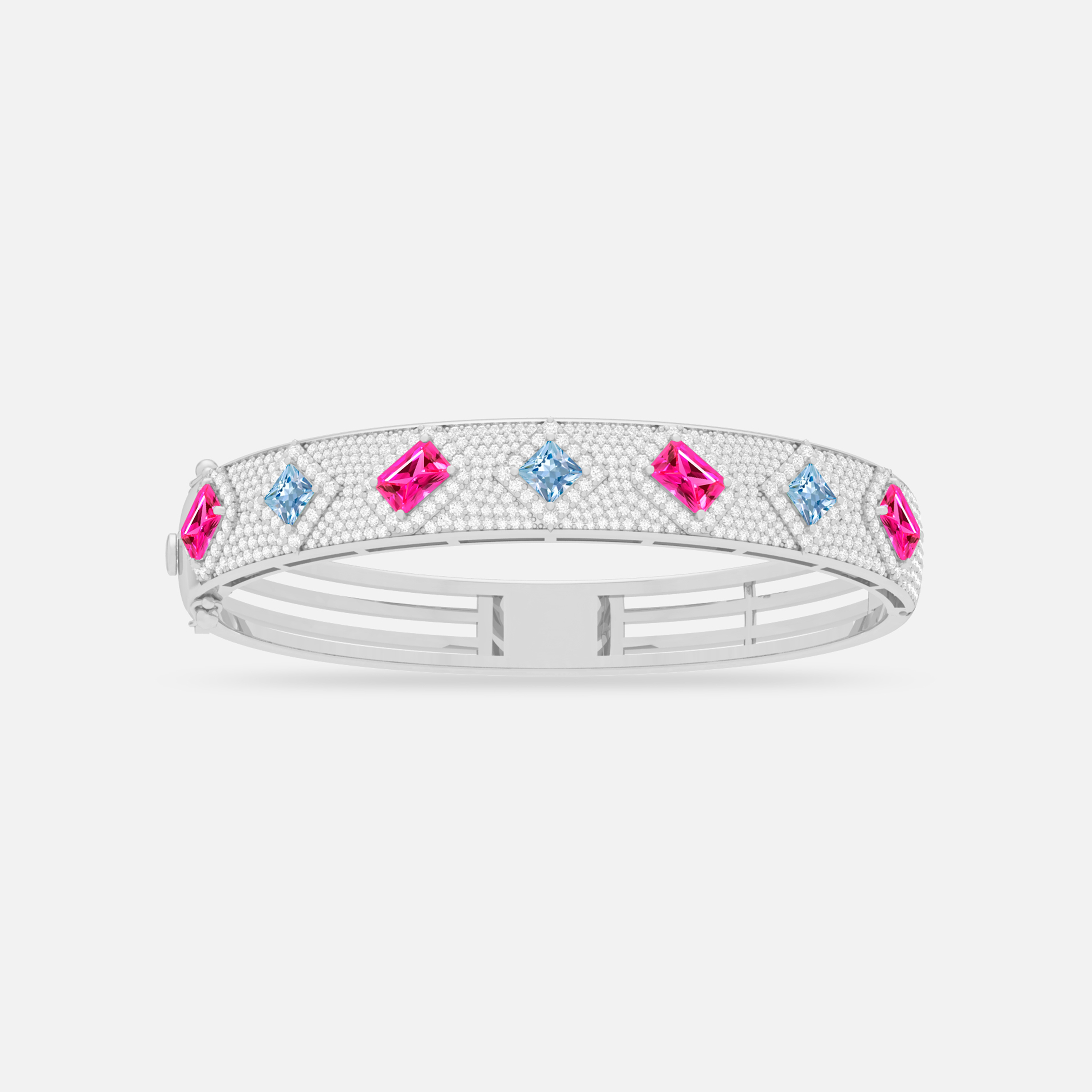 Pink Spinel & Diamond Bangle