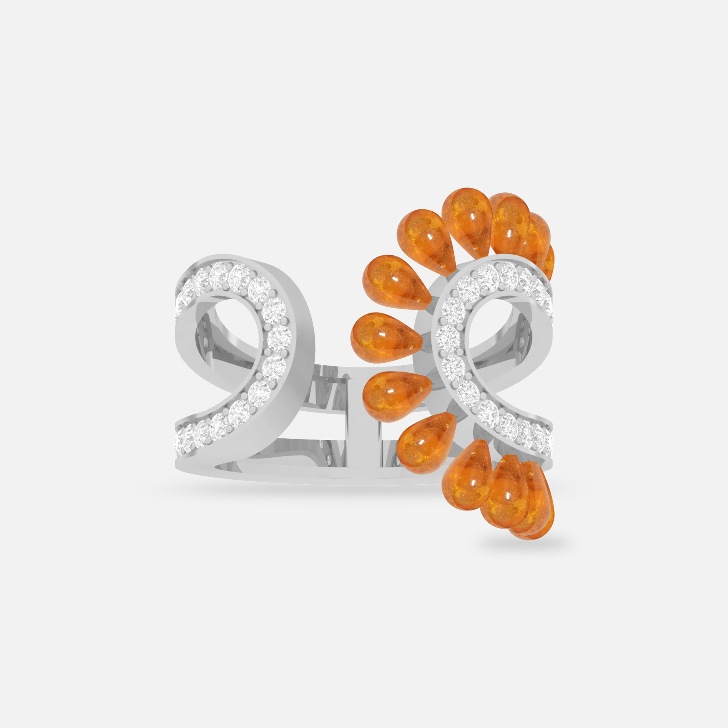 Spessartite & Diamond Ring