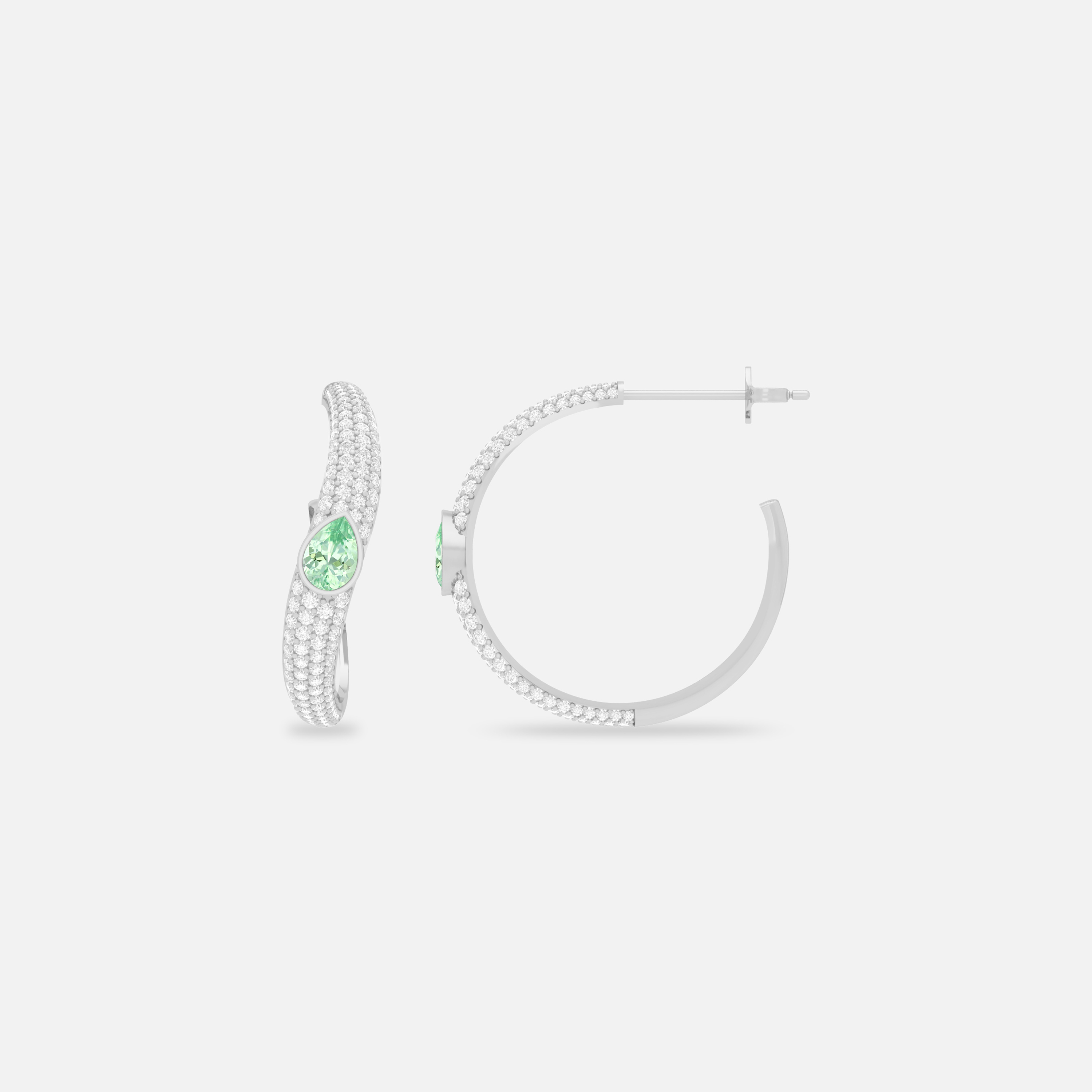 Mint Garnet & Diamond Earring