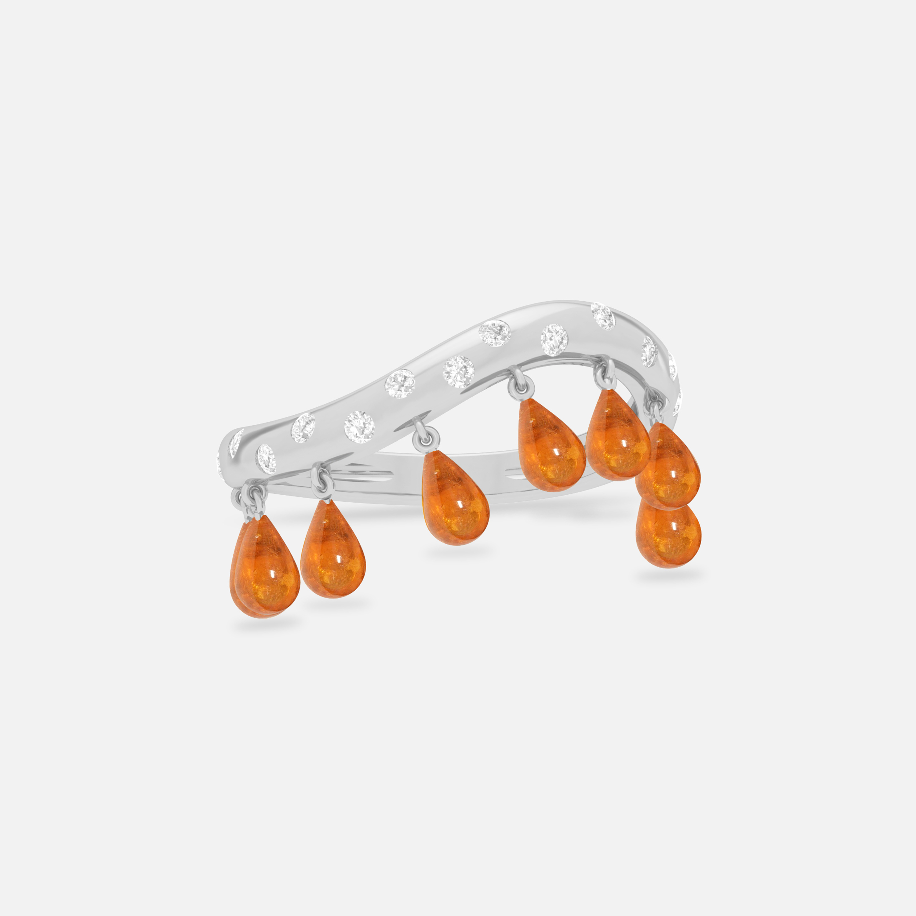 Spessartite & Diamond Ring