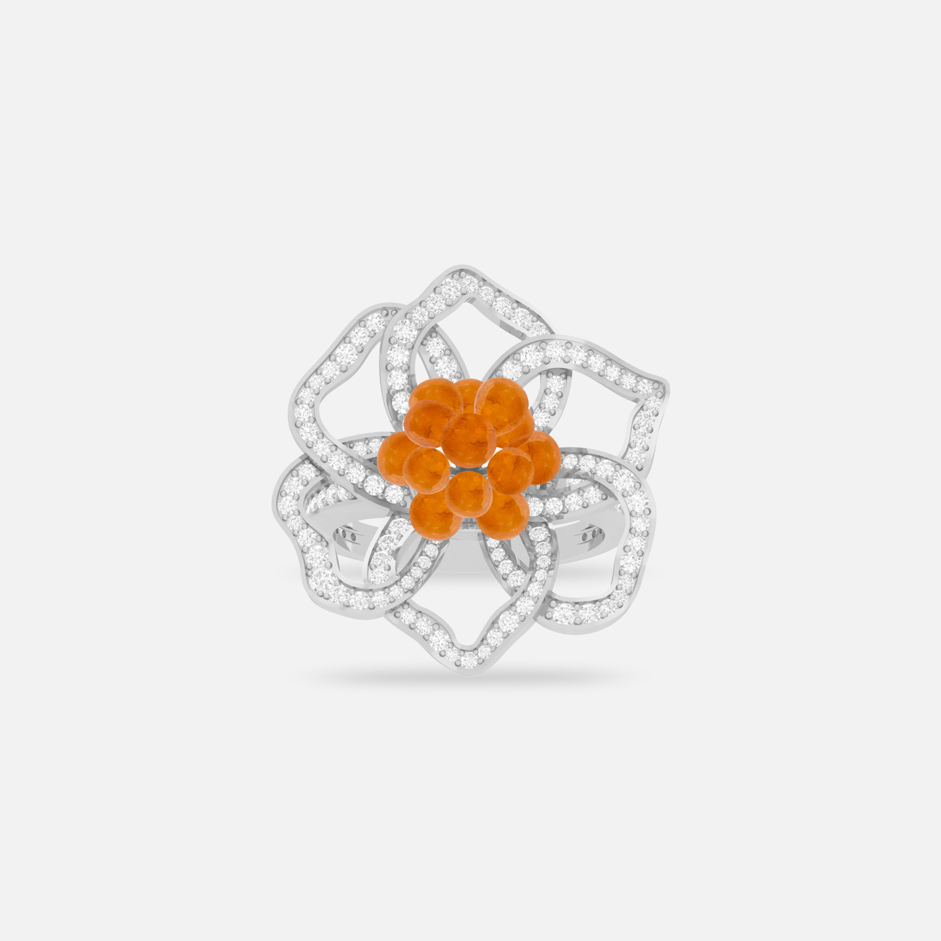 Spessartite & Diamond Ring