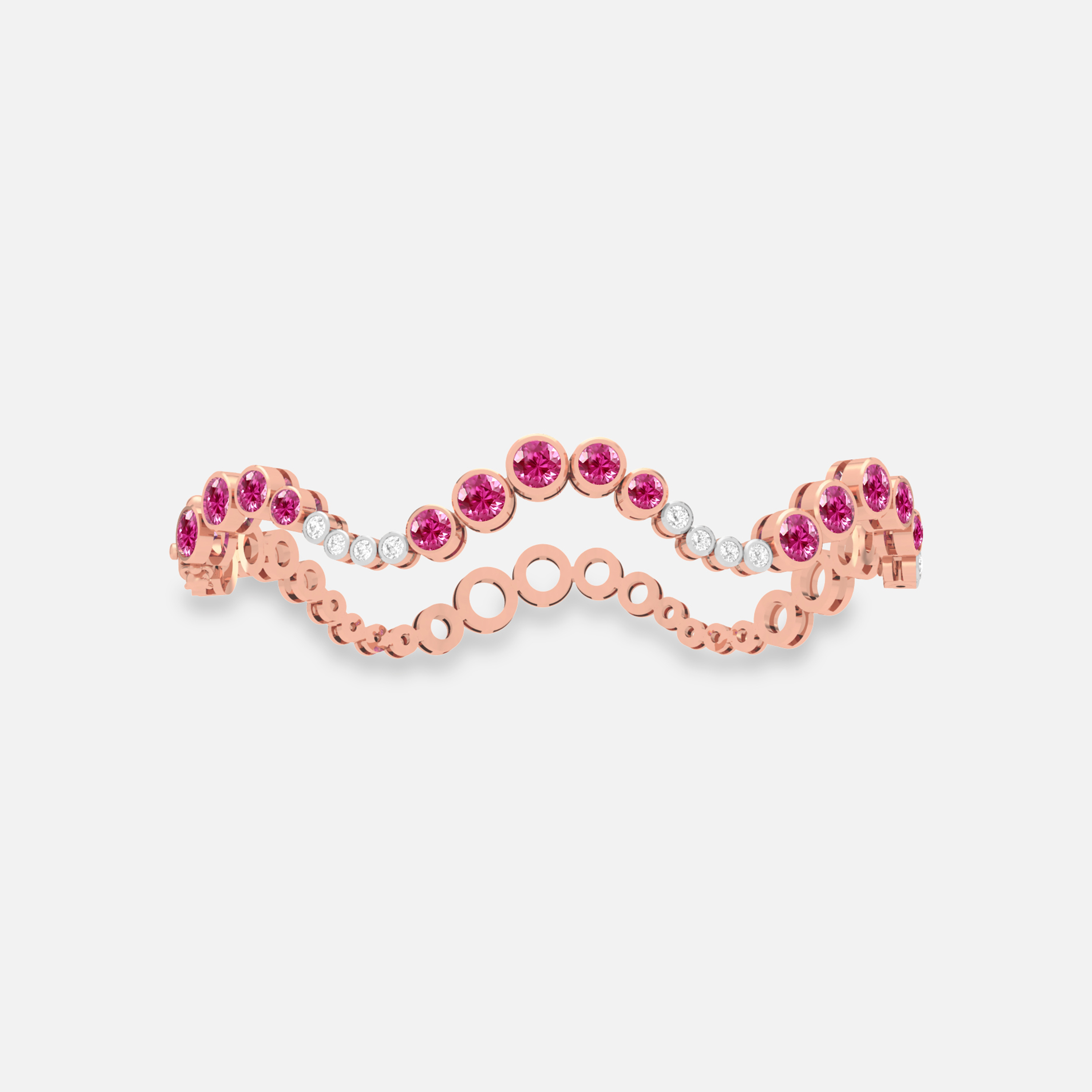 Pink Spinel & Diamond Bangle